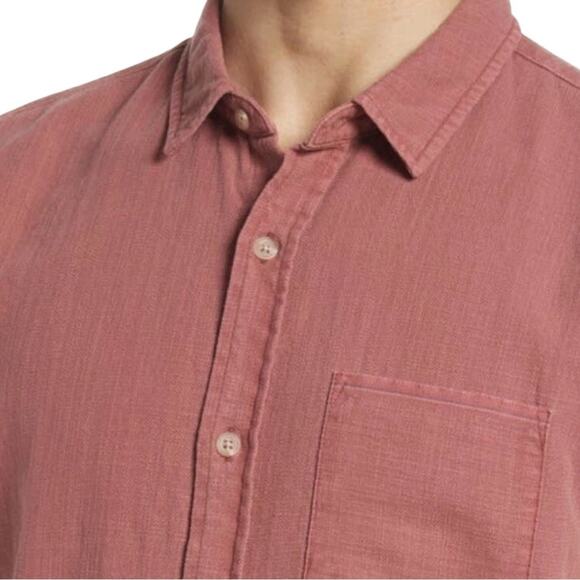 Marine Layer Men'sSelvage Short Sleeve Button Up Dusty Red  Button Down Small - Picture 2 of 6